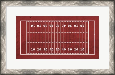 Framed American Football Field Red Print