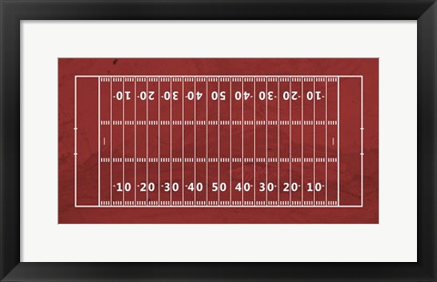 Framed American Football Field Red Print