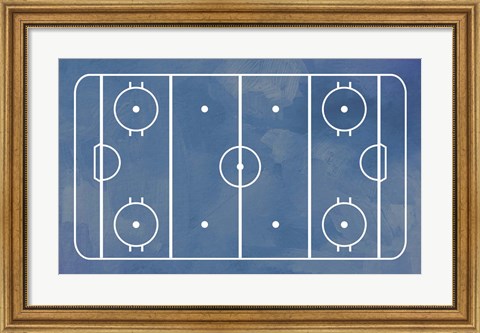 Framed Ice Hockey Rink Blue Paint Print