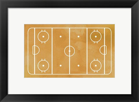 Framed Ice Hockey Rink Yellow Paint Print