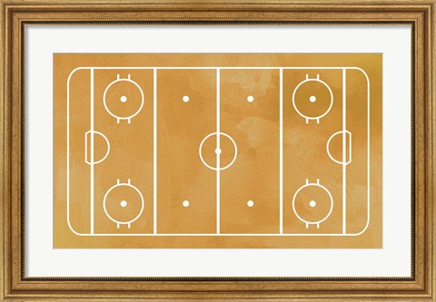 Framed Ice Hockey Rink Yellow Paint Print