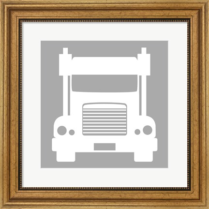 Framed Front View Trucks Set I - Gray Print