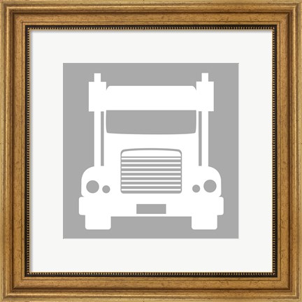 Framed Front View Trucks Set I - Gray Print