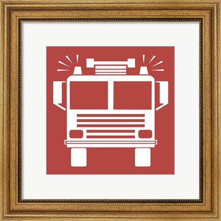 Framed Front View Trucks Set II - Red Print