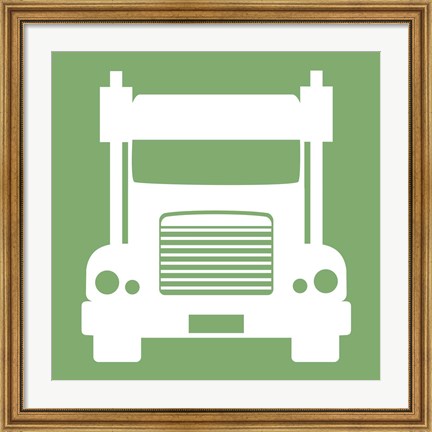 Framed Front View Trucks Set II - Green Print