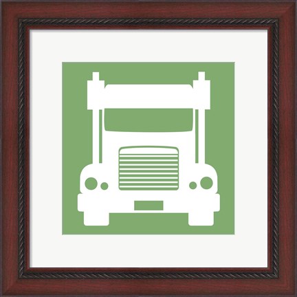 Framed Front View Trucks Set II - Green Print
