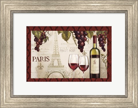 Framed Wine in Paris I Damask Border Print