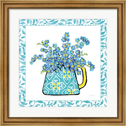 Framed Floral Teacup IV Vine Border Print