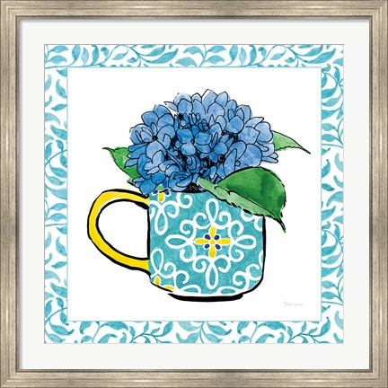 Framed Floral Teacup III Vine Border Print