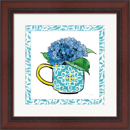Framed Floral Teacup III Vine Border Print