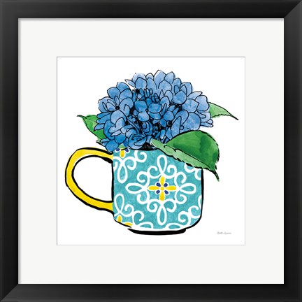 Framed Floral Teacups III Print