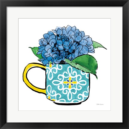 Framed Floral Teacups III Print