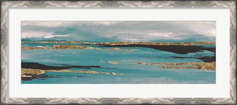 Framed Gilded Storm II Teal Grey Crop Print