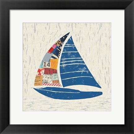 Framed Nautical Collage IV on Linen Print