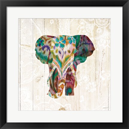 Framed Boho Paisley Elephant III Print