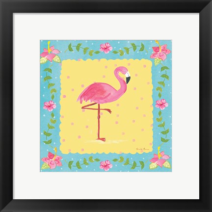 Framed Flamingo Dance I Sq Border Print