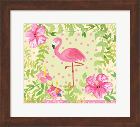 Framed Flamingo Dance I Print