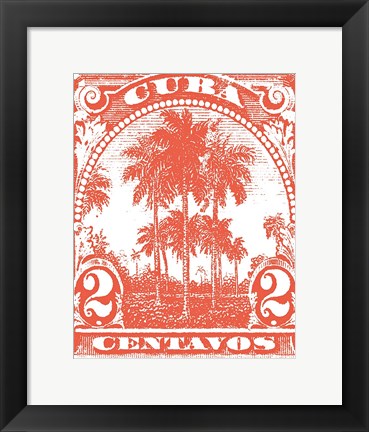 Framed Cuba Stamp IX Bright Print