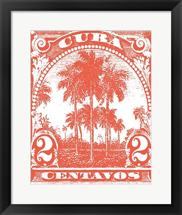 Framed Cuba Stamp IX Bright Print