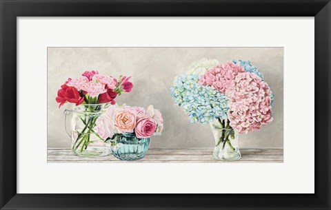 Framed Fleurs et Vases Blanc Print