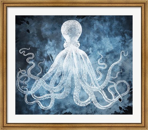 Framed Blue Octopus Print