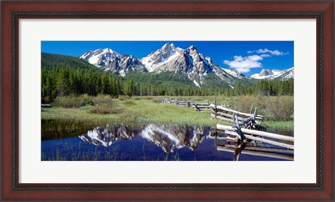 Framed McGown Peak Reflected on a Lake, Sawtooth Mountains, Idaho Print