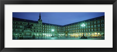 Framed Building Lit up at Dusk, Plaza Mayor, Madrid, Spain Print