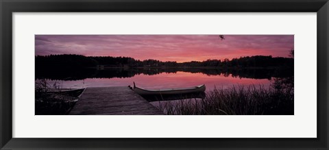 Framed Canoes Lake Yxtaholm Sweden Print