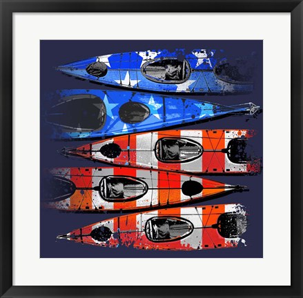 Framed Flag Kayaks Print