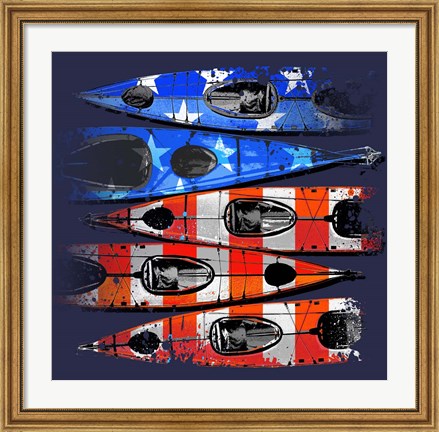 Framed Flag Kayaks Print