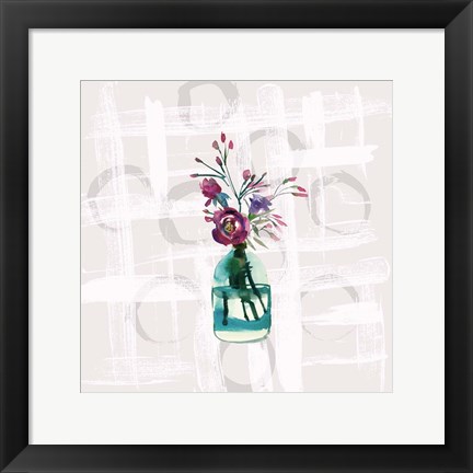 Framed Floral Jar on Grunge Square Print