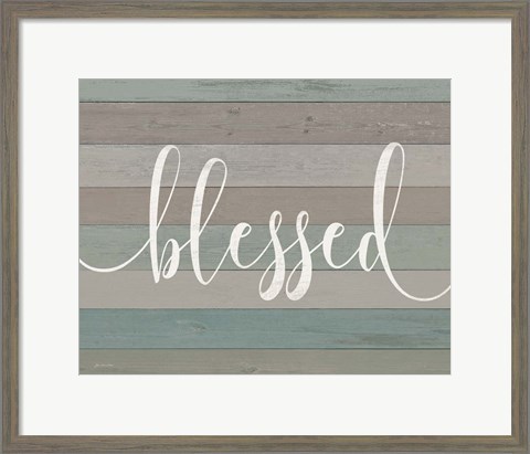 Framed Rustic Blessed Script Print