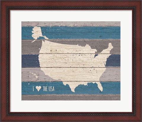Framed I Love the USA Map Print