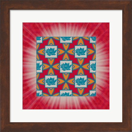 Framed Lotus Tile Colored Print