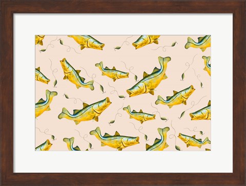 Framed Wishin I Was Fishin Pattern Print