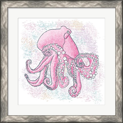 Framed Octopus Hot Pink Print
