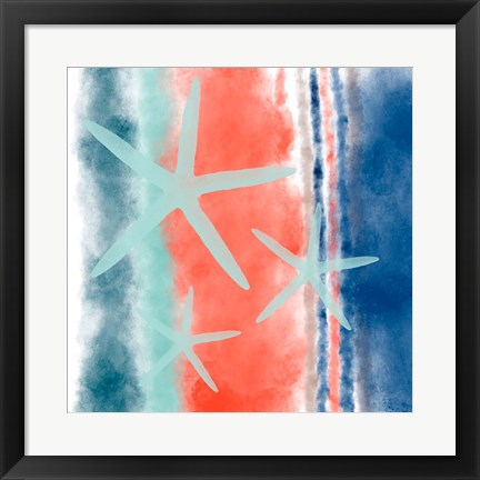 Framed Starfish Stripes Print