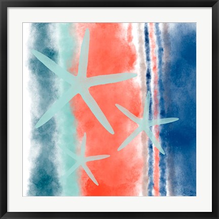 Framed Starfish Stripes Print