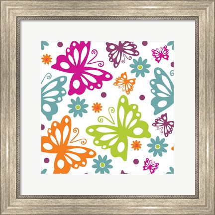 Framed Butterflies and Blooms Lively II Print
