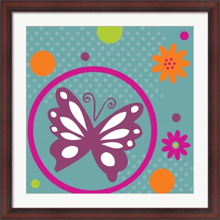 Framed Butterflies and Blooms Lively VII Print