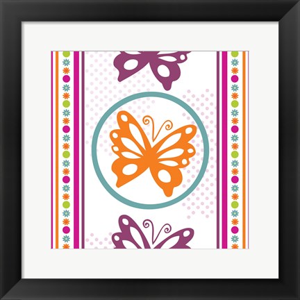 Framed Butterflies and Blooms Lively IX Print