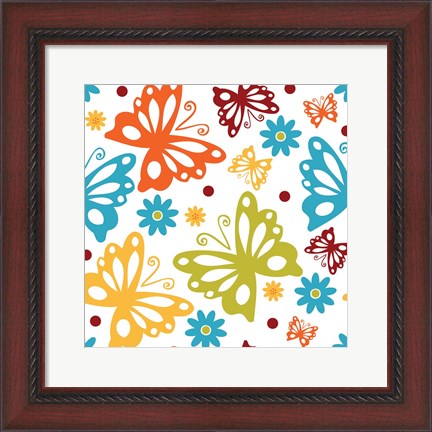 Framed Butterflies and Blooms Playful II Print