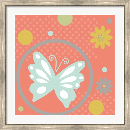 Framed Butterflies and Blooms Tranquil VII Print