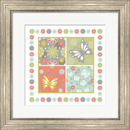 Framed Butterflies and Blooms Tranquil X Print