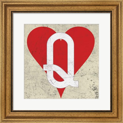 Framed Queen of Hearts Antique Print