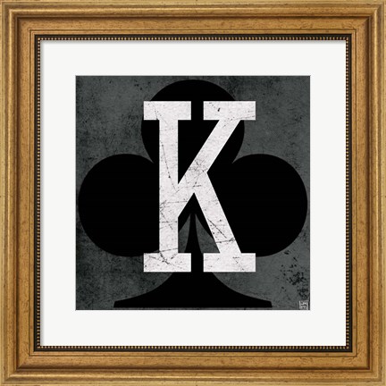 Framed King of Clubs Gray Print