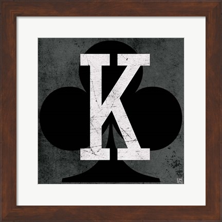 Framed King of Clubs Gray Print