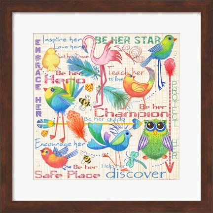 Framed Lil Bird Sampler Print