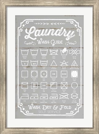 Framed Laundry Wash Guide Print