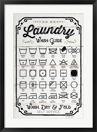 Framed Laundry Wash Guide Print